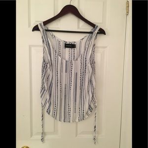 Mink Pink Blue/White Tank Blouse with Side Ties